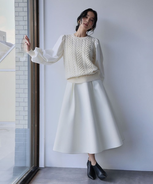 セール】【2025AW】異素材ドッキング ボリュームスリーブ ケーブル