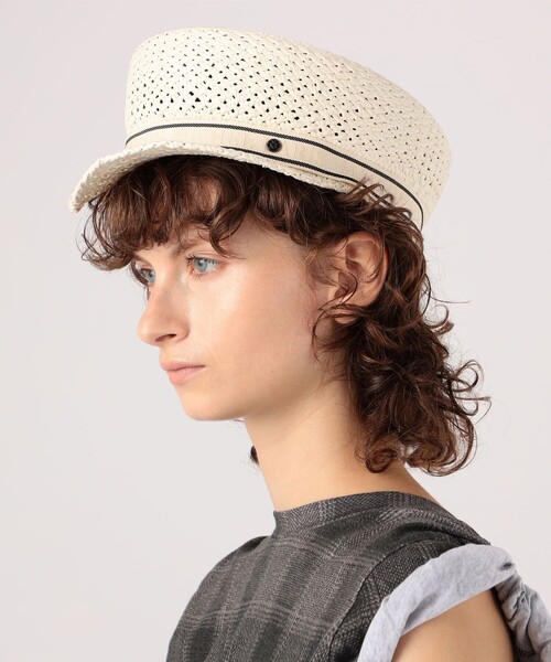 MAISON MICHEL(メゾンミッシェル)の「MAISON MICHEL Abby All over on Straw(キャスケット・レディース・ホワイト系その他・M/S)」の2枚目の写真