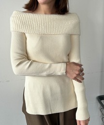 オフショルダーニットプルオーバー ニット 長袖 トップス 秋冬 きれいめ 秋 秋服 オフショルダー