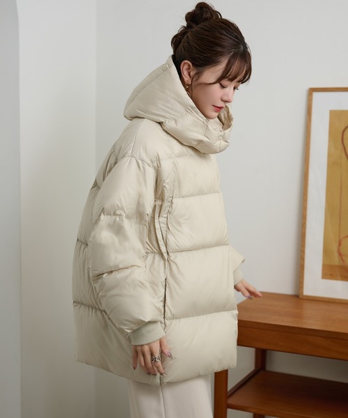 volume neck hooded down coat /ボリュームネックフーデットダウン