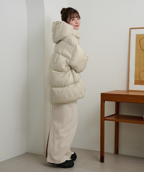 LAULEN（ローレン）の「volume neck hooded down coat /ボリュームネックフーデットダウンコート（ダウンジャケット/コート・レディース・ブラウン/アイボリー/ブラック・FREE）」の10枚目の写真