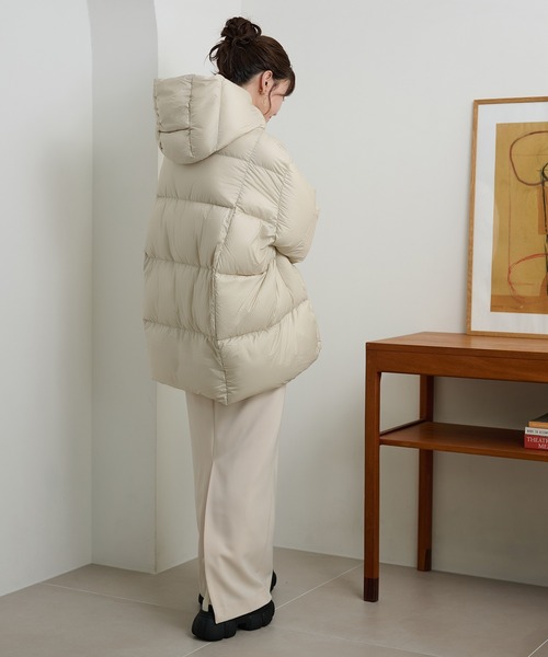 LAULEN（ローレン）の「volume neck hooded down coat /ボリュームネックフーデットダウンコート（ダウンジャケット/コート・レディース・ブラウン/アイボリー/ブラック・FREE）」の11枚目の写真