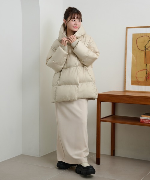 LAULEN（ローレン）の「volume neck hooded down coat /ボリュームネックフーデットダウンコート（ダウンジャケット/コート・レディース・ブラウン/アイボリー/ブラック・FREE）」の15枚目の写真