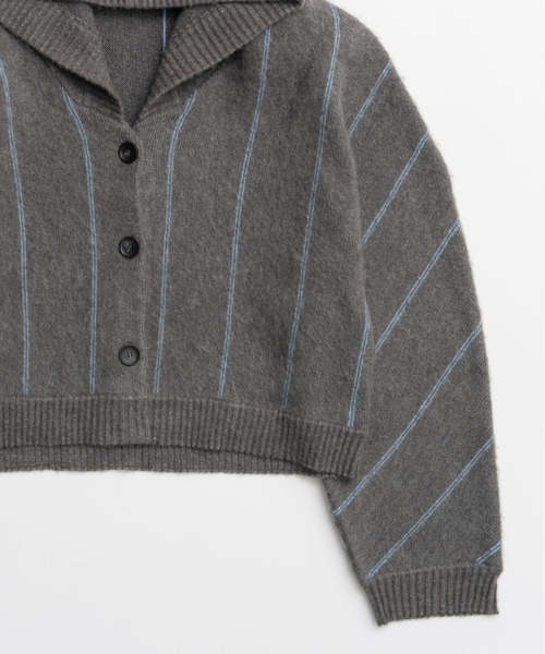 Power Shoulder Hood Knit Cardigan / パワーショルダーフードニット