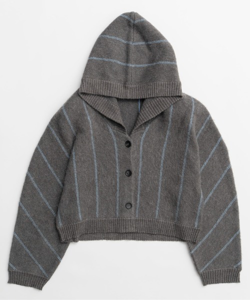 MAISON SPECIAL（メゾンスペシャル）の「Power Shoulder Hood Knit Cardigan / パワーショルダーフードニットカーディガン（カーディガン/ボレロ・レディース・ブラック/グレー・FREE）」の14枚目の写真