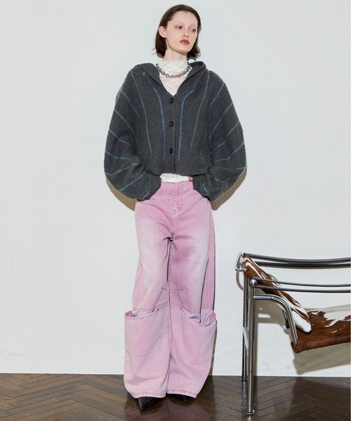 MAISON SPECIAL（メゾンスペシャル）の「Power Shoulder Hood Knit Cardigan / パワーショルダーフードニットカーディガン（カーディガン/ボレロ・レディース・ブラック/グレー・FREE）」の13枚目の写真