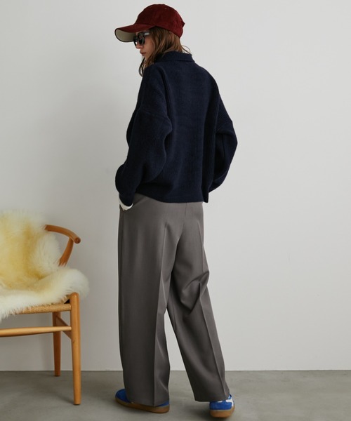 Auntie Rosa Holiday（アンティローザホリデー）の「ポロジップリブニットカーディガン/ブルゾン（カーディガン/ボレロ・レディース・アイボリー/ネイビー・FREE）」の13枚目の写真