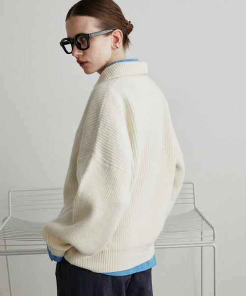 Auntie Rosa Holiday（アンティローザホリデー）の「ポロジップリブニットカーディガン/ブルゾン（カーディガン/ボレロ・レディース・アイボリー/ネイビー・FREE）」の20枚目の写真