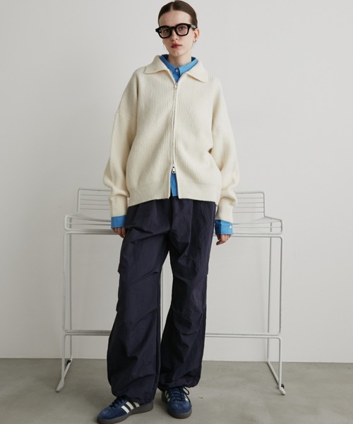 Auntie Rosa Holiday（アンティローザホリデー）の「ポロジップリブニットカーディガン/ブルゾン（カーディガン/ボレロ・レディース・アイボリー/ネイビー・FREE）」の22枚目の写真