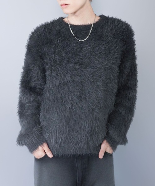 SPINNS(スピンズ)の「モヘアライクシャギーニット/グラデーションカラー/クロップド丈(ニット/セーター・メンズ・ブラック/ブラウン/グレー・ONESIZE)」の2枚目の写真