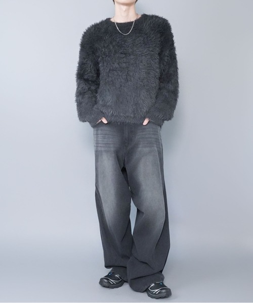 SPINNS(スピンズ)の「モヘアライクシャギーニット/グラデーションカラー/クロップド丈(ニット/セーター・メンズ・ブラック/ブラウン/グレー・ONESIZE)」の11枚目の写真