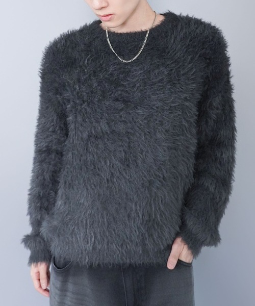 SPINNS(スピンズ)の「モヘアライクシャギーニット/グラデーションカラー/クロップド丈(ニット/セーター・メンズ・ブラック/ブラウン/グレー・ONESIZE)」の18枚目の写真