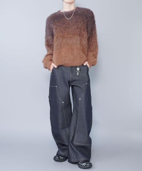 SPINNS(スピンズ)の「モヘアライクシャギーニット/グラデーションカラー/クロップド丈(ニット/セーター・メンズ・ブラック/ブラウン/グレー・ONESIZE)」の9枚目の写真