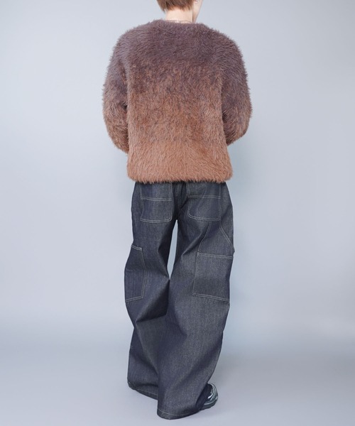 SPINNS(スピンズ)の「モヘアライクシャギーニット/グラデーションカラー/クロップド丈(ニット/セーター・メンズ・ブラック/ブラウン/グレー・ONESIZE)」の10枚目の写真