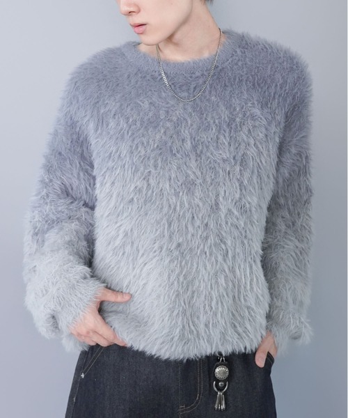 SPINNS(スピンズ)の「モヘアライクシャギーニット/グラデーションカラー/クロップド丈(ニット/セーター・メンズ・ブラック/ブラウン/グレー・ONESIZE)」の21枚目の写真