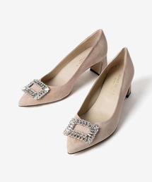 CORSO ROMA，9（コルソローマ）の「CORSO ROMA 9 TOSCA5027 Bijou buckle suede middle-heel pumps コルソローマ トスカ ビジューバックル スエード ミドルヒール パンプス パンプス（パンプス）」