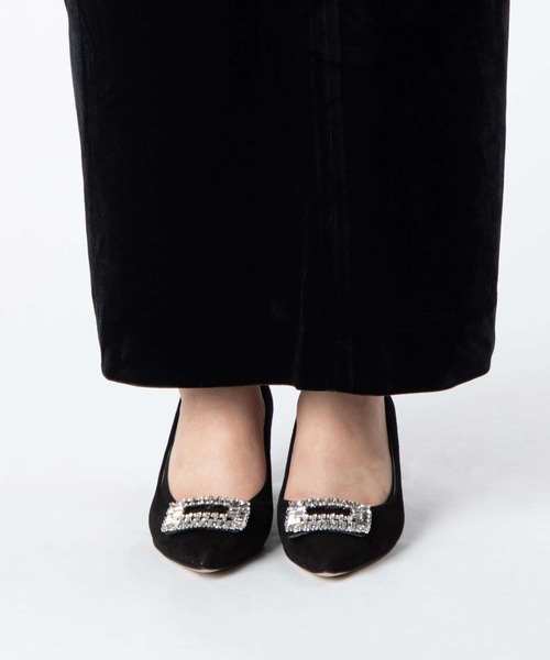 CORSO ROMA，9（コルソローマ）の「CORSO ROMA 9 TOSCA5027 Bijou buckle suede middle-heel pumps コルソローマ トスカ ビジューバックル スエード ミドルヒール パンプス パンプス（パンプス・レディース・ブラック/ベージュ・37/38/39/36）」の6枚目の写真