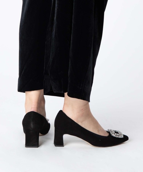 CORSO ROMA，9（コルソローマ）の「CORSO ROMA 9 TOSCA5027 Bijou buckle suede middle-heel pumps コルソローマ トスカ ビジューバックル スエード ミドルヒール パンプス パンプス（パンプス・レディース・ブラック/ベージュ・37/38/39/36）」の8枚目の写真