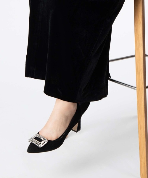 CORSO ROMA，9（コルソローマ）の「CORSO ROMA 9 TOSCA5027 Bijou buckle suede middle-heel pumps コルソローマ トスカ ビジューバックル スエード ミドルヒール パンプス パンプス（パンプス・レディース・ブラック/ベージュ・37/38/39/36）」の10枚目の写真