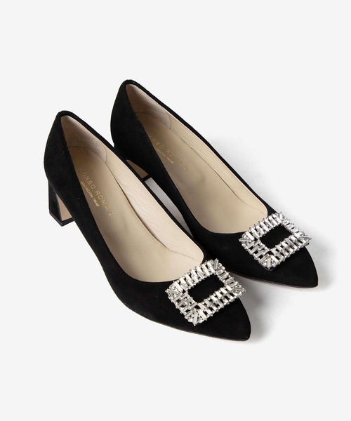 CORSO ROMA，9（コルソローマ）の「CORSO ROMA 9 TOSCA5027 Bijou buckle suede middle-heel pumps コルソローマ トスカ ビジューバックル スエード ミドルヒール パンプス パンプス（パンプス・レディース・ブラック/ベージュ・37/38/39/36）」の12枚目の写真