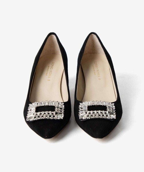 CORSO ROMA，9（コルソローマ）の「CORSO ROMA 9 TOSCA5027 Bijou buckle suede middle-heel pumps コルソローマ トスカ ビジューバックル スエード ミドルヒール パンプス パンプス（パンプス・レディース・ブラック/ベージュ・37/38/39/36）」の16枚目の写真