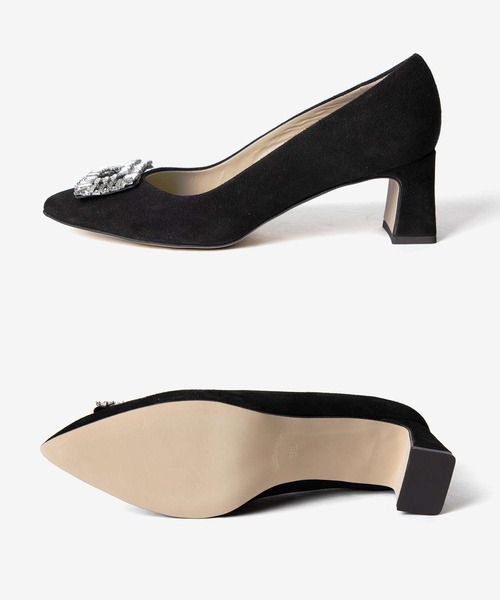 CORSO ROMA，9（コルソローマ）の「CORSO ROMA 9 TOSCA5027 Bijou buckle suede middle-heel pumps コルソローマ トスカ ビジューバックル スエード ミドルヒール パンプス パンプス（パンプス・レディース・ブラック/ベージュ・37/38/39/36）」の18枚目の写真