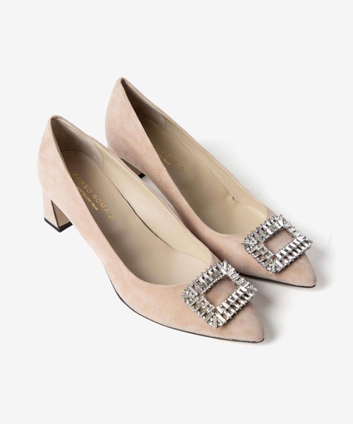 CORSO ROMA，9（コルソローマ）の「CORSO ROMA 9 TOSCA5027 Bijou buckle suede middle-heel pumps コルソローマ トスカ ビジューバックル スエード ミドルヒール パンプス パンプス（パンプス・レディース・ブラック/ベージュ・37/38/39/36）」の13枚目の写真