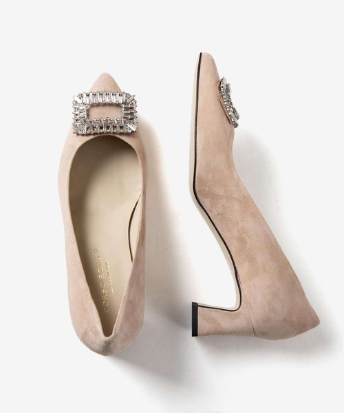 CORSO ROMA，9（コルソローマ）の「CORSO ROMA 9 TOSCA5027 Bijou buckle suede middle-heel pumps コルソローマ トスカ ビジューバックル スエード ミドルヒール パンプス パンプス（パンプス・レディース・ブラック/ベージュ・37/38/39/36）」の11枚目の写真