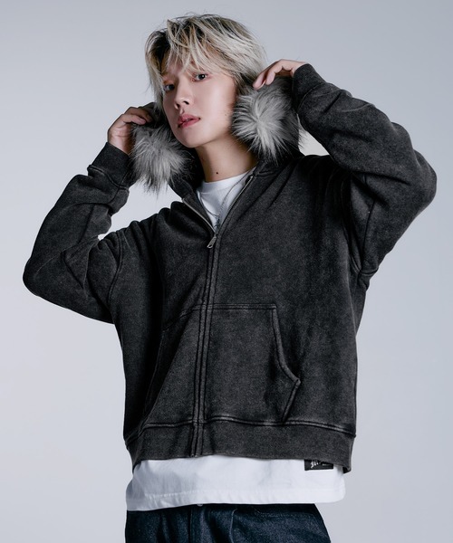 MSG(エムエスジー)の「ヘビーウェイト裏毛ZIPファーパーカー【UNISEX】(パーカー・メンズ・ブラック/グレー/アッシュ/ブラック系1/ブラウン・S/M/L/XL)」の7枚目の写真