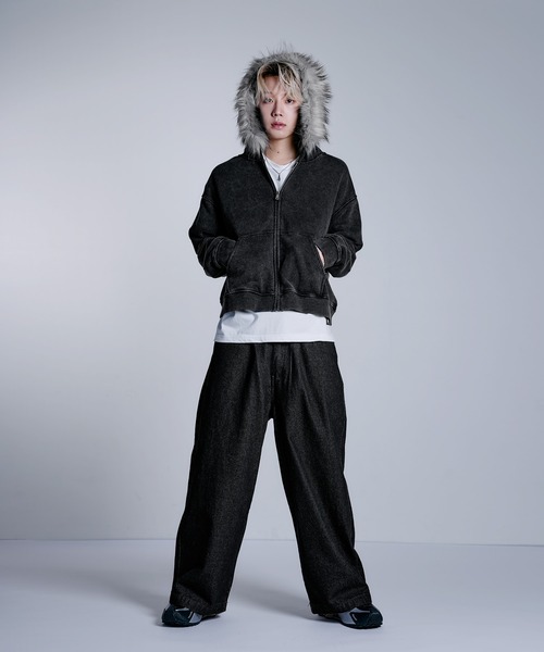 MSG(エムエスジー)の「ヘビーウェイト裏毛ZIPファーパーカー【UNISEX】(パーカー・メンズ・ブラック/グレー/アッシュ/ブラック系1/ブラウン・S/M/L/XL)」の18枚目の写真