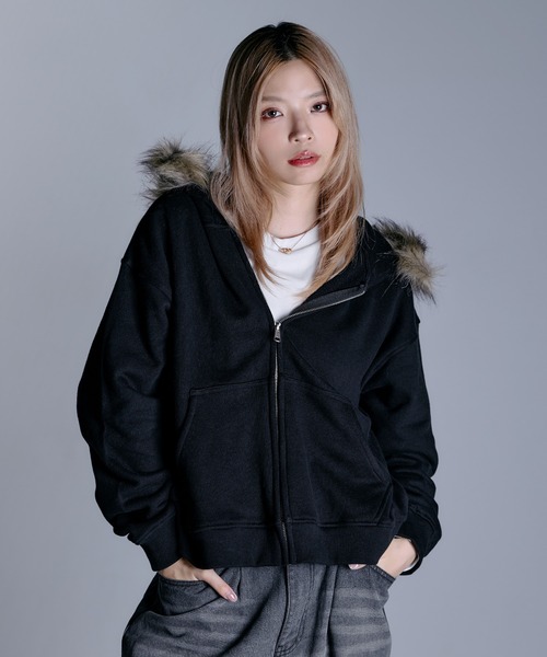 MSG(エムエスジー)の「ヘビーウェイト裏毛ZIPファーパーカー【UNISEX】(パーカー・メンズ・ブラック/グレー/アッシュ/ブラック系1/ブラウン・S/M/L/XL)」の20枚目の写真