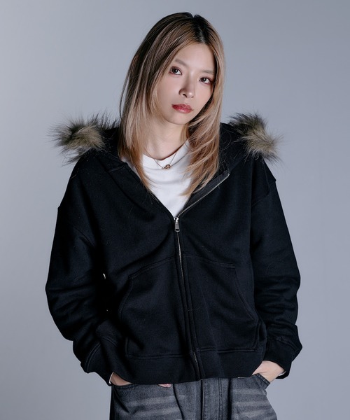 MSG(エムエスジー)の「ヘビーウェイト裏毛ZIPファーパーカー【UNISEX】(パーカー・メンズ・ブラック/グレー/アッシュ/ブラック系1/ブラウン・S/M/L/XL)」の19枚目の写真