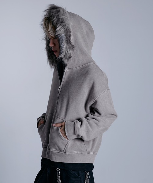 9090 ファーアウター パーカー グレー Sサイズ 90 Logo Far Zip Hoodie【9090girl】 – YZ