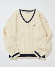 U.S. POLO ASSN.（ユーエスポロアッスン）の「【U.S. POLO ASSN.】ロイヤルヤーンオーバーチルデンニットセーター　ウィメンズ～メンズまで着れるサイズ感（ニット/セーター）」