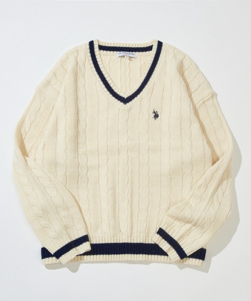 U.S. POLO ASSN.(ユーエスポロアッスン)の「【U.S. POLO ASSN.】ロイヤルヤーンオーバーチルデンニットセーター ウィメンズ~メンズまで着れるサイズ感(ニット/セーター・レディース・アイボリー/ネイビー/バーガンディー・S/M)」の7枚目の写真