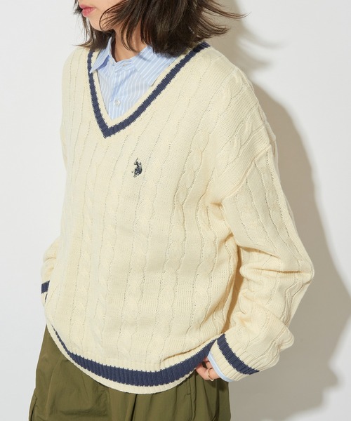 U.S. POLO ASSN.(ユーエスポロアッスン)の「【U.S. POLO ASSN.】ロイヤルヤーンオーバーチルデンニットセーター ウィメンズ~メンズまで着れるサイズ感(ニット/セーター・レディース・アイボリー/ネイビー/バーガンディー・S/M)」の5枚目の写真