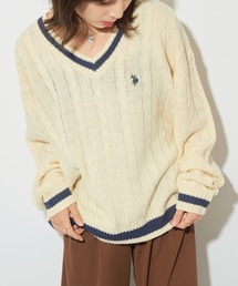 U.S. POLO ASSN.（ユーエスポロアッスン）の「【U.S. POLO ASSN.】ロイヤルヤーンオーバーチルデンニットセーター　ウィメンズ～メンズまで着れるサイズ感（ニット/セーター）」
