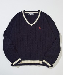 U.S. POLO ASSN.（ユーエスポロアッスン）の「【U.S. POLO ASSN.】ロイヤルヤーンオーバーチルデンニットセーター　ウィメンズ～メンズまで着れるサイズ感（ニット/セーター）」