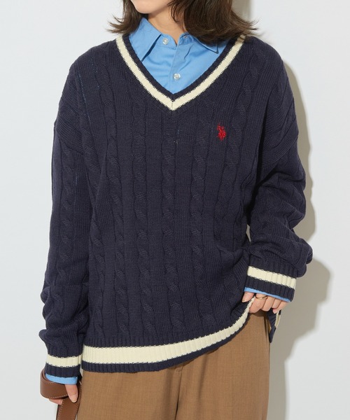 U.S. POLO ASSN.(ユーエスポロアッスン)の「【U.S. POLO ASSN.】ロイヤルヤーンオーバーチルデンニットセーター ウィメンズ~メンズまで着れるサイズ感(ニット/セーター・レディース・アイボリー/ネイビー/バーガンディー・S/M)」の21枚目の写真