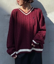 U.S. POLO ASSN.（ユーエスポロアッスン）の「【U.S. POLO ASSN.】ロイヤルヤーンオーバーチルデンニットセーター　ウィメンズ～メンズまで着れるサイズ感（ニット/セーター）」