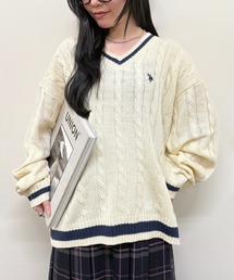 U.S. POLO ASSN.（ユーエスポロアッスン）の「【U.S. POLO ASSN.】ロイヤルヤーンオーバーチルデンニットセーター　ウィメンズ～メンズまで着れるサイズ感（ニット/セーター）」