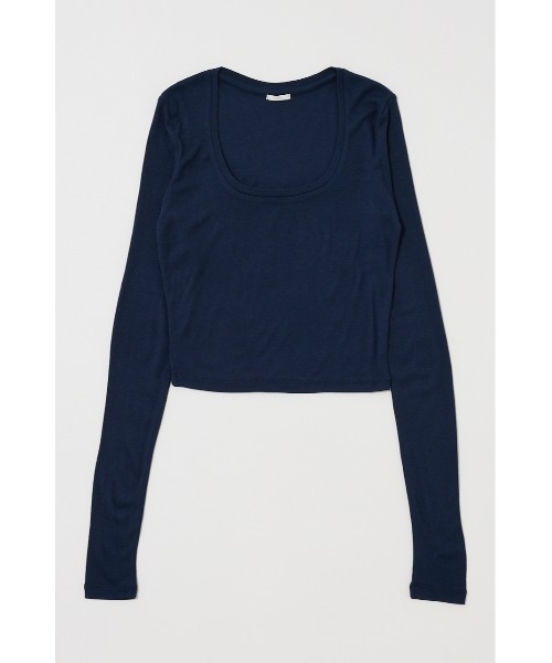 MOUSSY(マウジー)の「SCOOP NECK ロングスリーブTシャツ(Tシャツ/カットソー・レディース・ネイビー/ブラック/グレー・FREE)」の1枚目の写真