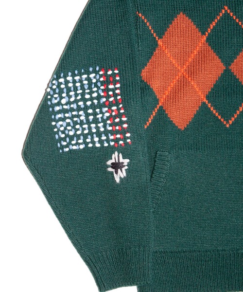 RICE NINE TEN(ライスナインテン)の「ARGYLE CARDIGAN(カーディガン/ボレロ・メンズ・オリーブ/ネイビー/ワイン・2/1)」の4枚目の写真