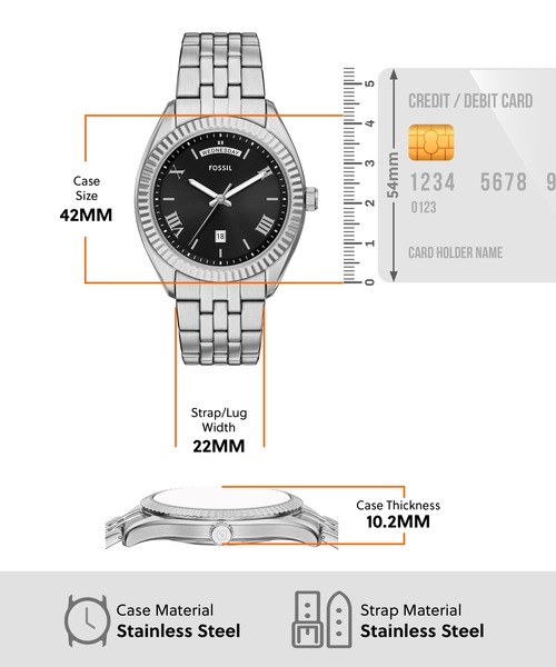 FOSSIL(フォッシル)の「フォッシル 腕時計 メンズ アナログ ステンレス FS6139(アナログ腕時計・メンズ・シルバー・FREE)」の4枚目の写真