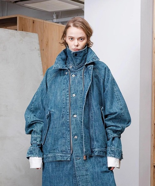 VOAAOV(ヴォアーブ)の「【VOAAOV】 RANDOM CRUNCH DENIM Oversize Blouson - used(デニムジャケット・メンズ・グリーン・2/1/0)」の1枚目の写真