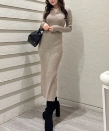 rienda | スキッパーニットワンピース 秋服 冬服(ワンピース)
