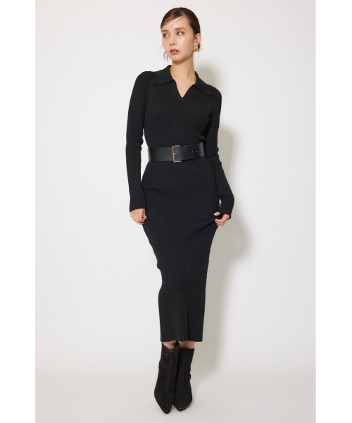 rienda（リエンダ）の「スキッパーニットワンピース 秋服 冬服（ワンピース・レディース・ライトピンク/ブラック/グレー/ベージュ・FREE）」の5枚目の写真