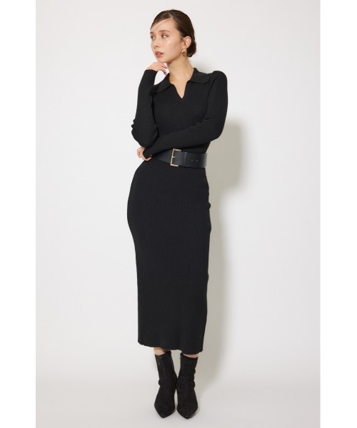 rienda（リエンダ）の「スキッパーニットワンピース 秋服 冬服（ワンピース・レディース・ライトピンク/ブラック/グレー/ベージュ・FREE）」の6枚目の写真