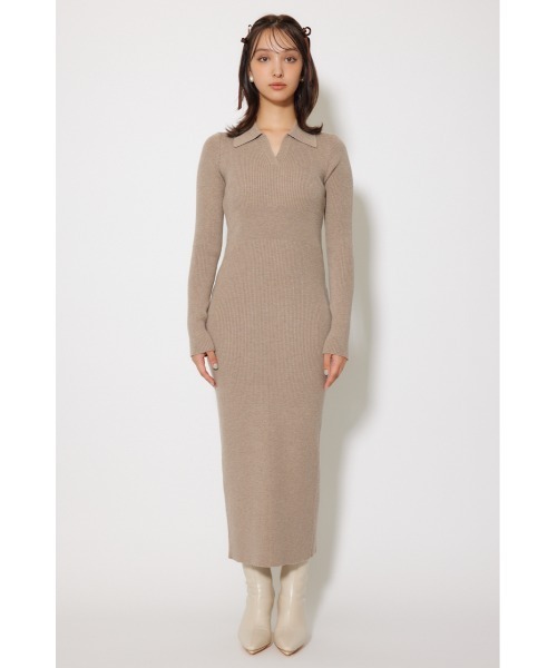rienda（リエンダ）の「スキッパーニットワンピース 秋服 冬服（ワンピース・レディース・ライトピンク/ブラック/グレー/ベージュ・FREE）」の18枚目の写真
