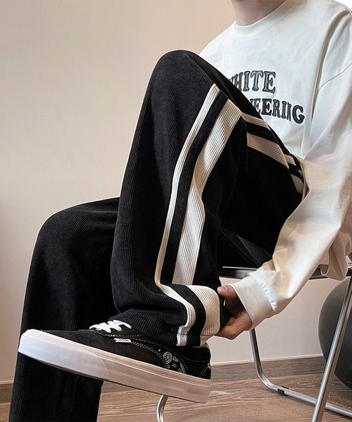 SBG（エスビー）の「SBG サイドストライプ ルーズシルエットパンツ（スラックス・メンズ・ブラウン/アイボリー/ブラック・MEDIUM/LARGE/X-LARGE）」の7枚目の写真